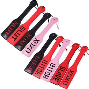 1PC PU Faux Leather xoxo slut Bitch Slave PADDLE Spanking Whip - Imagen 1 de 22