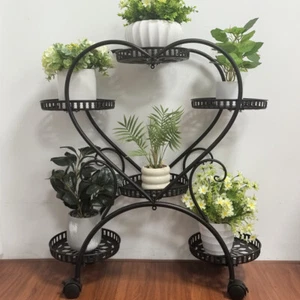 Soporte para flores soporte para plantas de metal blanco negro escalera para flores con ruedas corazón - Imagen 1 de 18