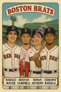 2025 Boston Red Sox Rookie Lineup - BOSTON BRATS Parody Art Card - Picture 1 of 2