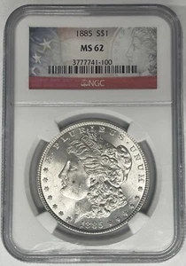 1885 Morgan Silver Dollar NGC MS 62 - Picture 1 of 2