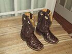 BIG BULL  Brown Square Toe Ostrich Embossed Western Boots Little Kids size 10.5