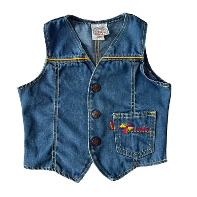 Chaleco Vaquero Vintage Levis Denim Snap Bolsillo Bordado Niño Pequeño Talla 2T Unisex Foto 1 de 4