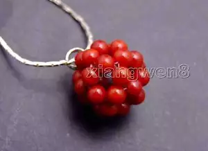 Collar colgante de bolas de coral rojo natural tejido a mano de 18-20 mm de 17""-nec6202 - Imagen 1 de 11