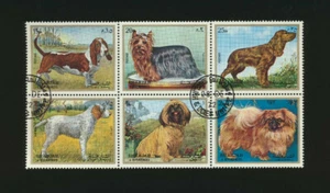 Bloque de seis estampillas pictóricas diferentes para perros inquilinos - canceladas - Sharjah - Imagen 1 de 1