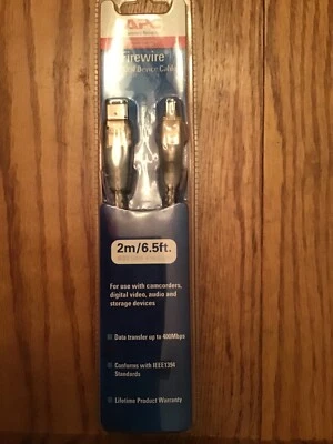 APC Firewire IEEE1394 Device Cable, 4 to 6 pin, Clear 2 Meter FW46CL-2M-2V (NIB) - Image 1 of 4