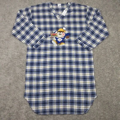 Vintage Looney Tunes Pajamas Adult Small Plaid Tartan Embroidered Taz Night Gown - Image 1 of 4