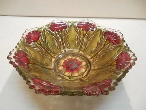 Goofus Glas: Lancaster Nelke Rot & Gold EAPG - Bild 1 von 3