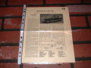 ROVER 80 & 100 MOTOR TRADER SERVICE INFORMATION SHEETS. FREE U.K. POST. - Picture 1 of 1