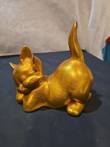 Golden Cat  6” Sculpture Anthony Freeman McFarlin Made in California USA - Picture 1 of 9