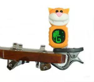 Yellow color Cat Clip On Digital tuner for Chromatic Guitar Ukulele Bass Violin - Picture 1 of 5