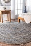 Sustainable Braided Denim Jute Area Rug Handmade  Round Area Rug 210x210 cm 