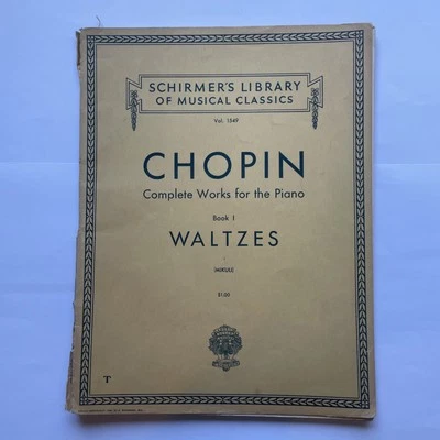 Chopin Complete Works Piano Waltzes Book 1 Vol 1549 Schirmer's Library - Image 1 of 4