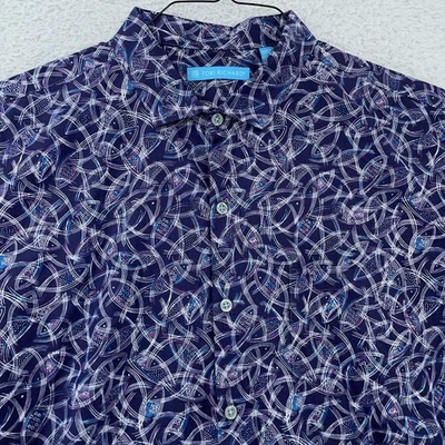 Tori Richard Shirt Mens Large Blue Purple Aloha Hawaiian Short Sleeve Made USA - Image 1 of 4