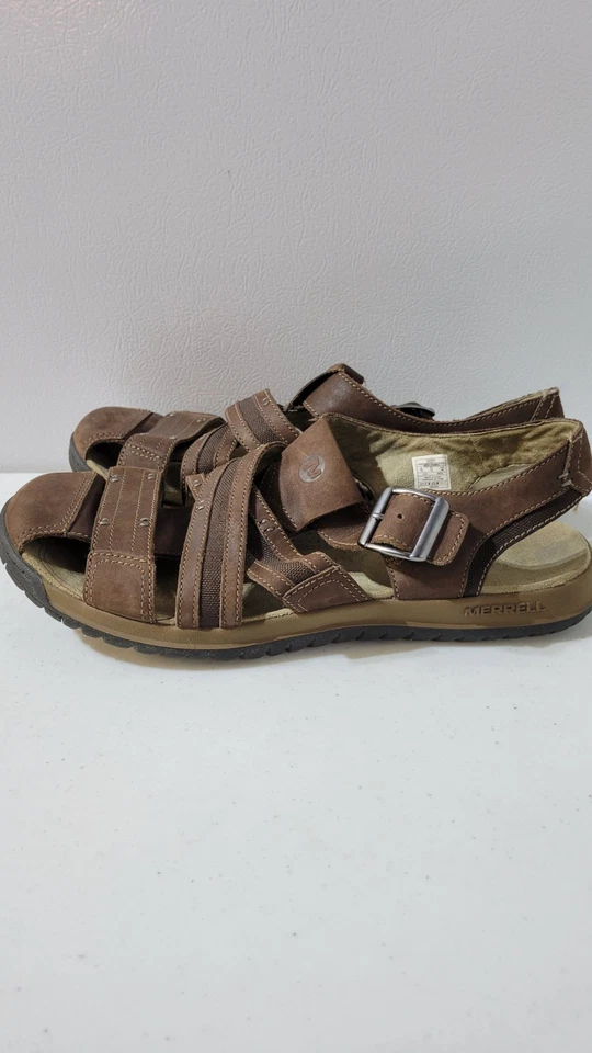 Sandalias de pescadores de cuero marrón/espresso Merrell J62213 para hombre talla US 13 Foto 1 de 4