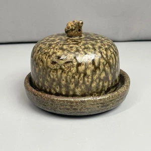 Studio Pottery Glazed Garlic Roaster w/ Vented Lid Artist Signed Heavy, Japanese - Picture 1 of 21