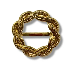 Goldtone Scarf Ring Clip Briaded Design Round 1.3 Inch Diameter - Picture 1 of 5