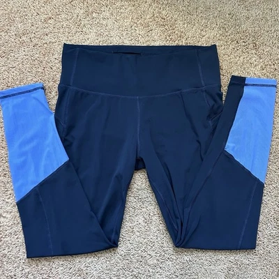 Adidas Climalite Leggings Mujer Grande Compresión Malla Dos Tonos Azul Bolsillo Foto 1 de 4