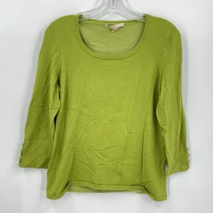 Belford Green Scoop Neck Silk Sweater Button Sleeves Vintage Y2K Womens Large - Picture 1 of 5