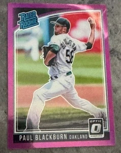 PAUL BLACKBURN 2018 DONRUSS OPTIC RATED ROOKIE PINK RC,  OAKLAND A'S - Picture 1 of 3