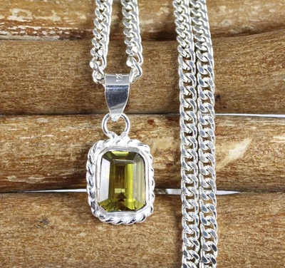Colgante de piedras preciosas de zafiro amarillo corte esmeralda natural de 8,70 quilates certificado para hombre Foto 1 de 4