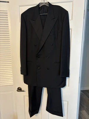 CORNELIANI Black Wool Italy 2-piece Tuxedo Jacket Pants US Size 46L 38" x  33” - Image 1 of 4