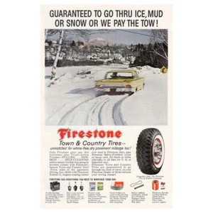 1960 Firestone: Go Thru Ice, Mud or Snow Vintage Print Ad - Picture 1 of 1