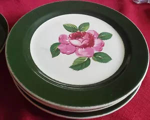 TAYLOR SMITH 7 PLATILLOS VERDE ROSA ROSA EN CENTRO 6,5" VAJILLA COLECCIONISTA - Imagen 1 de 8