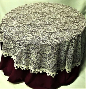 Rose Garden Ivory Lace Tablecloth 60" Round Diningroom Wedding Anniversary. - Picture 1 of 5