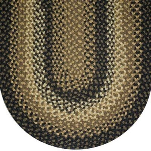 COLONIAL BLACK By COLONIAL RUG BASKET WEAVE BRAIDED AREA RUGS--MANY SIZES! 841 - Picture 1 of 4