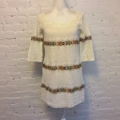 Mini Vestido Calypso St Barth Bordado Blanco Encaje M Foto 1 de 4