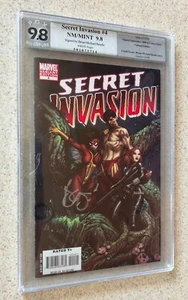 SECRET INVASION #4 (Marvel 2008) -- VARIANT -- PGX 9.8 SS SIGNED Bendis COA - Picture 1 of 3