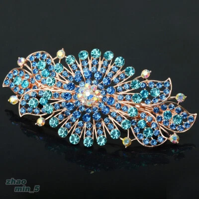 Crystal Hair Barrettes Women Rhinestone Hair Clips Flower Hairpins Wedding Gifts - Image 1 of 4
