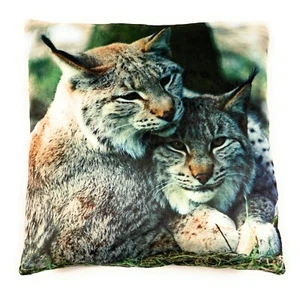 Lince nevo gato salvaje felpa sofá cama decoración o cojín de peluche 35x35 cm - Imagen 1 de 2