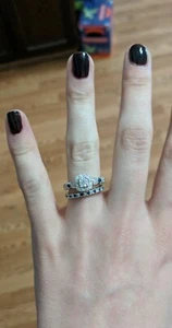 Vera Wang Love Collection Round Cut Moissanite Engagement Rings Bridal Ring Set - Picture 1 of 4