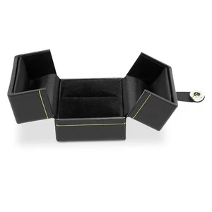 Neuartige Box Doppeltür Schwarz Leder Ring Box Schmuck Geschenkbox - Bild 1 von 7