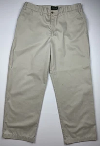 Eddie Bauer Mens Khaki Relaxed Fit Knit Pants 38S Beige Chinos - Picture 1 of 10