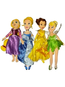 Lot 4 Disney Soft Plush Princess Dolls 20” Rapunzel Cinderella Tinker Bell Belle - Picture 1 of 5