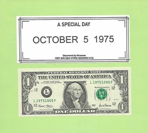 5. Oktober 1975 .. 2001 ..uncirc $ 1 l 1975 1005 f .. geburtstagsnotiz 1975-10-05 - Bild 1 von 1