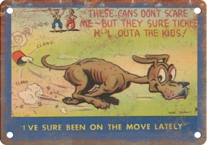 1940s Linen Comic Post Card Curt Teich MWM 12" x 9" Reproduction Metal Sign ZJ40 - Bild 1 von 1