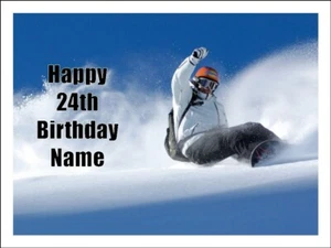 Snow Board Edible Cake Topper Icing Birthday Cake Sporting Decorations (2 Sizes) - Picture 1 of 8