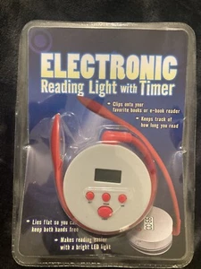 Electronic Book E-Reader Clip On Reading Light Lamp with Timer - Lies Flat, LED - Picture 1 of 2