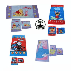 3 piezas toalla de baño de playa 100 % algodón para niños con licencia + toalla de mano + lavavajillas facial - Imagen 1 de 10