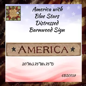 Insegna America con stelle blu invecchiata Barnwood - Foto 1 di 3