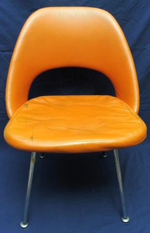 Knoll Saarinen Executive Side Chair Orange Vinyl Vintage 1968 IBM Cover