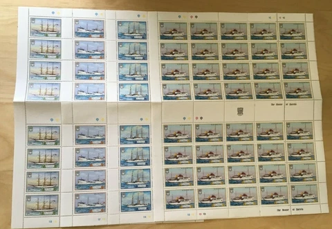 FULL SHEETS Tuvalu 1987 SC 410-3 - Ships - 4 Sheets of 40 - MNH Cover
