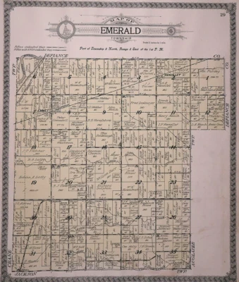 1917 Plat Map ~ EMERALD Twp., PAULDING Co., OHIO / WASHINGTON Twp. on Reverse - Image 1 of 4