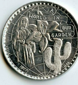 Mardi Gras Doubloon Krewe of Proteus 1977 aluminio - Imagen 1 de 2