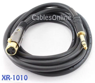 CABLESONLINE 10ft Premium XLR Female to 1/4inch TRS Male Audio Cable