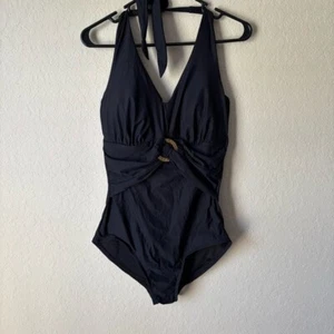 Spanx | Damen Einteiler Neckholder Badeanzug Gr. 12 Schwarz Schlankmacher - Bild 1 von 8
