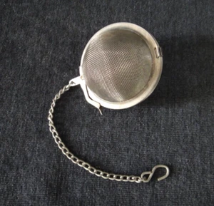 Stainless Tea Strainer Infuser 2" Hinged Mesh Ball with Chain - Picture 1 of 3